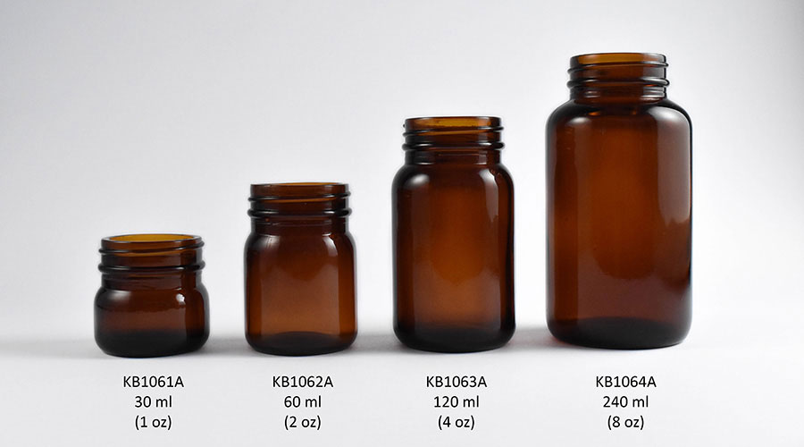 Pour-Out Round Amber Bottles - Kbung